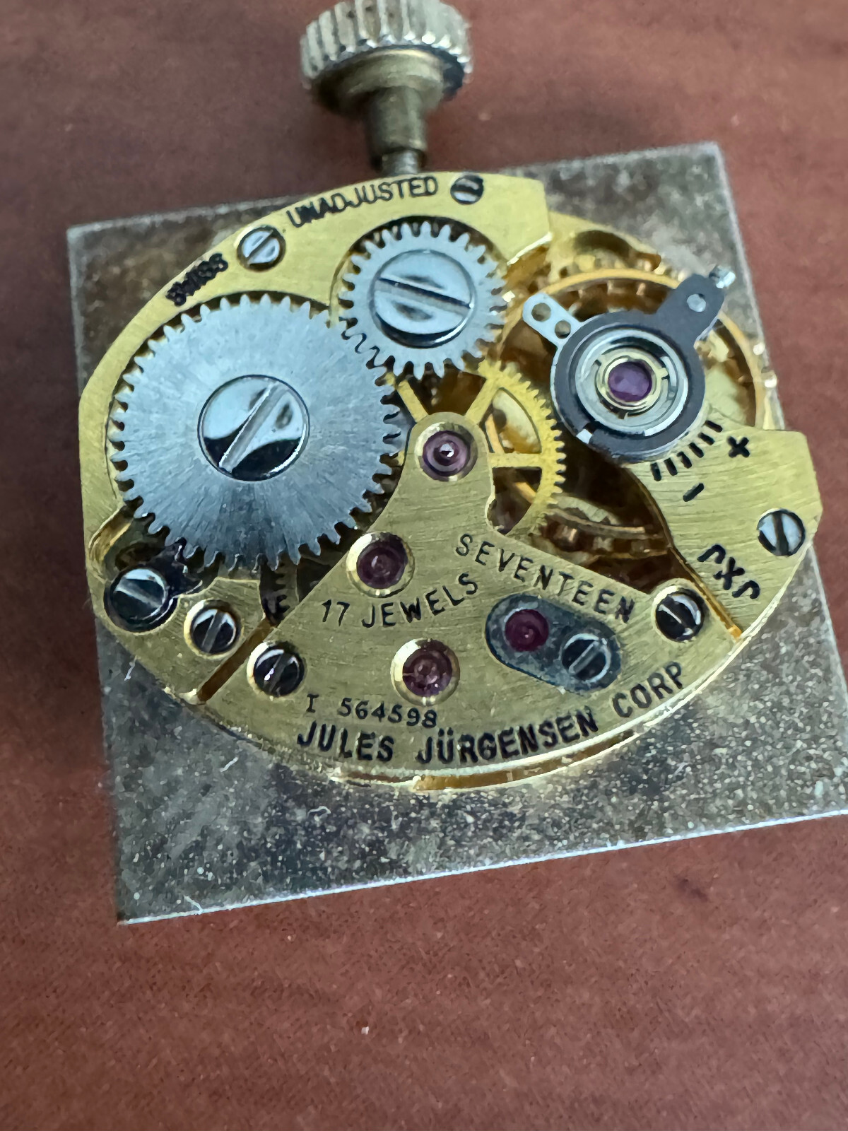 VINTAGE LADIES JULES JURGENSEN WRIST WATCH MOVEMENT KEEPING TIME CAL. AS 1677