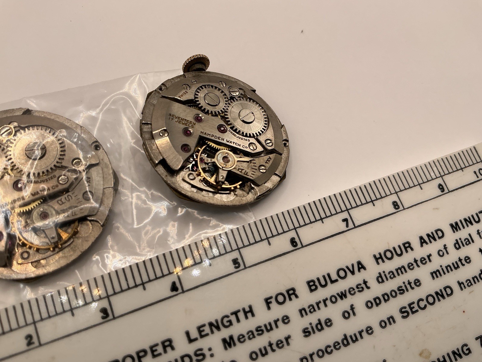 Vintage Hampden 17 J Wristwatch Movements For Parts Repairs Restore See Pics