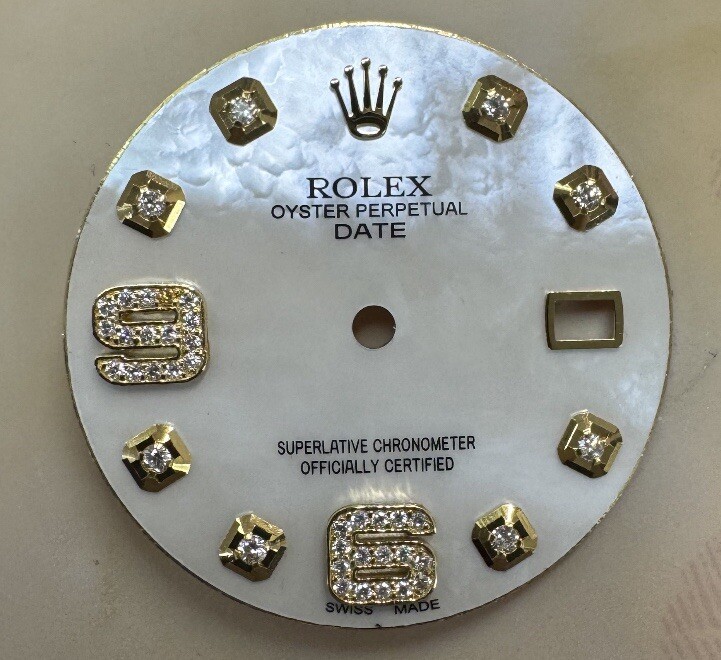 Rolex Date 34mm Watch Custom MOP Diamond 6 & 9 Dial For Models 15233 & 15203