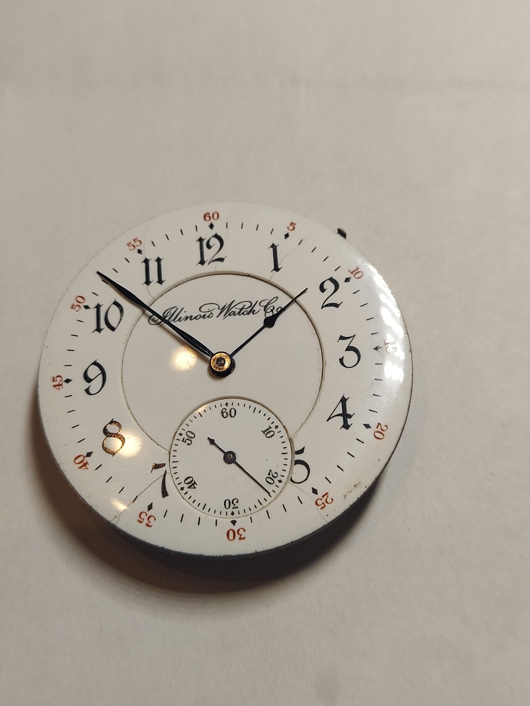 Illinois Springfield P.W.Movement U.S.A Mens 17 Jewels Art Deco Enamel Dial