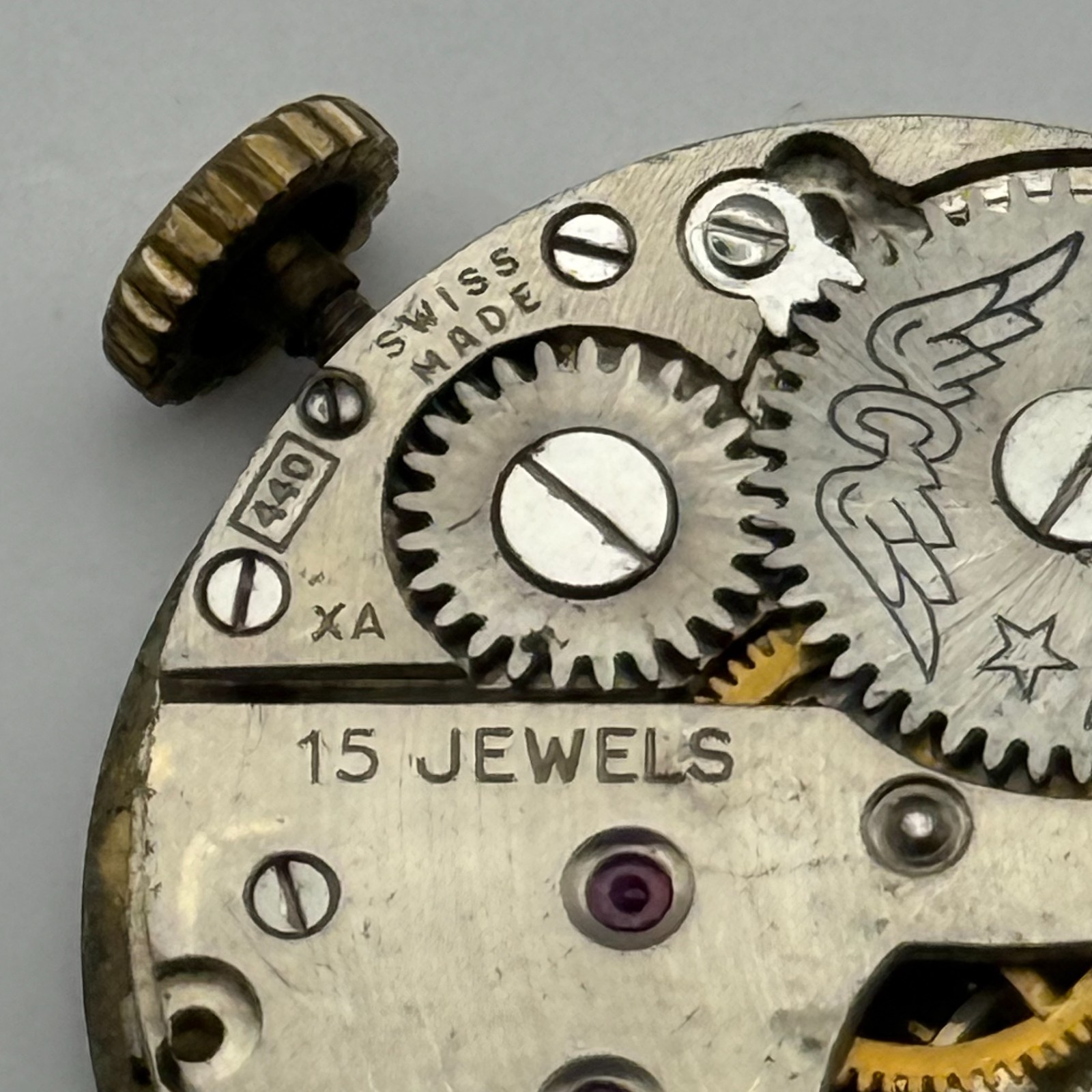 Rotary 440 Watch Movement Swiss 15 Jewels Manual Wind Parts Repair 23.4mm