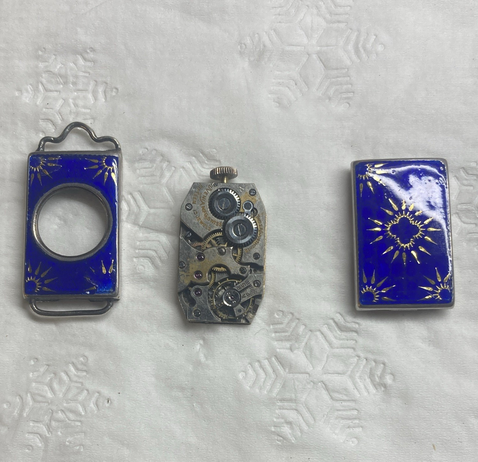Mechanical Manual Watch Movement with Silver Case, Front Window & Back Cover