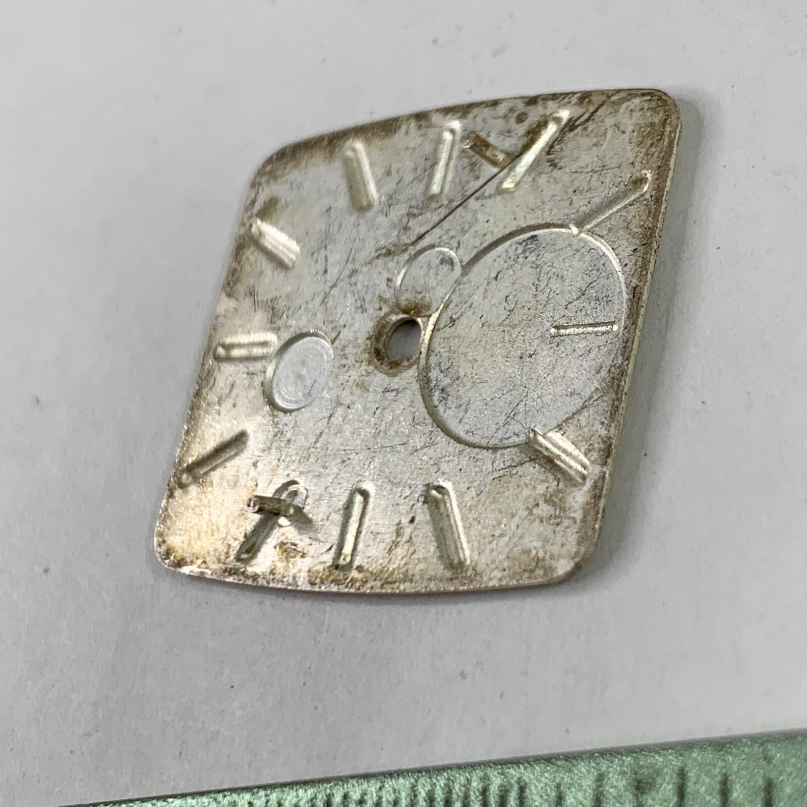 Zarja Watch Face Dial Part Repair Watchmaker Gold Squar Wrist Swiss USA 21j 24mm