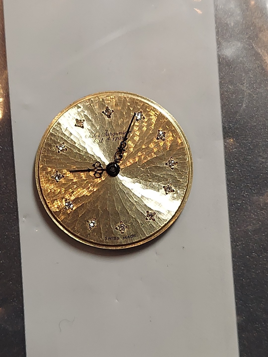 Jules Jurgensen W.Movement 14k Gold Yellow Dial With 12 Diamonds Mens Cal 2512