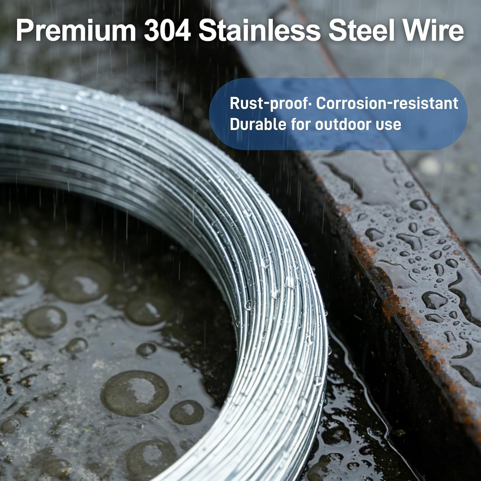 14 Gauge 304 Stainless Steel Wire 1.6mm Diameter 65 Feet Rustproof Heavy Duty