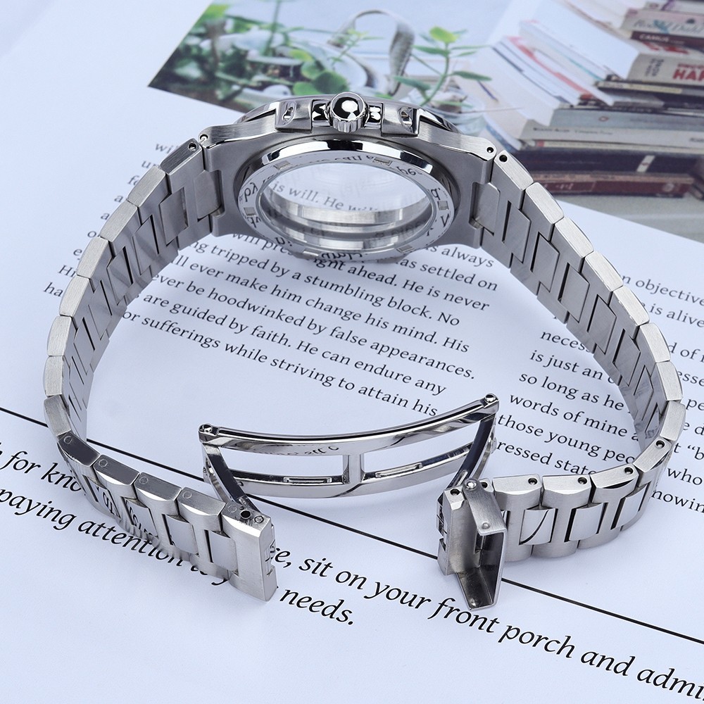 FEIYASHI Men Silver Watch Case Ultra-Thin Brushed 43.3mm For Miyota9015 Movement