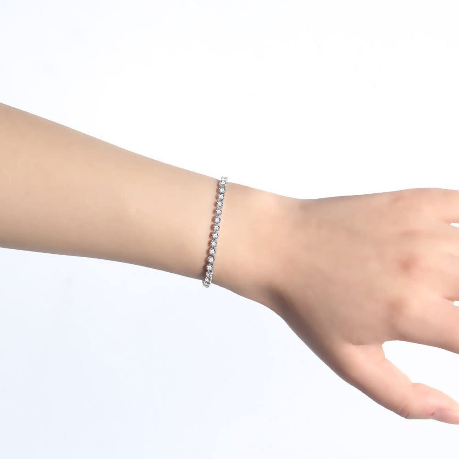 Tennis Bracelet Titanium Steel Bracelet Ladies Bracelet Double Buckle Adjusta…