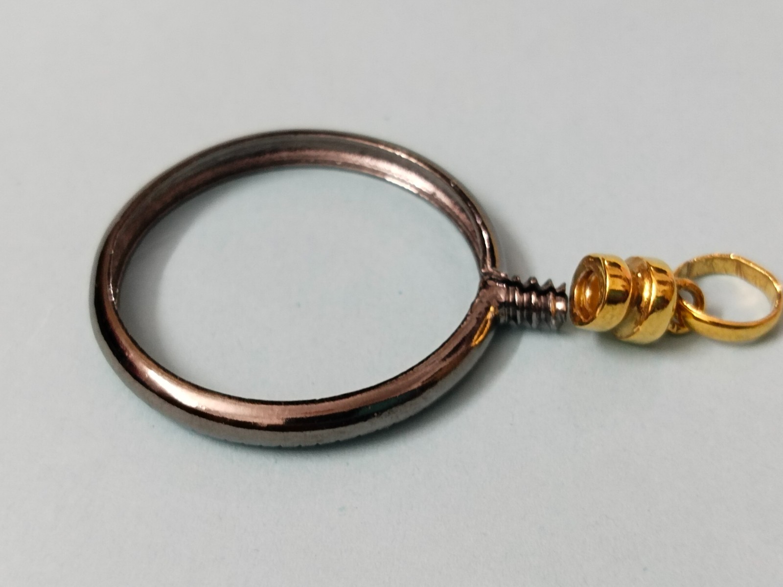 925 Sterling Silver Round Adjustable Bezel Pendant Blank: Coin Connector Setting