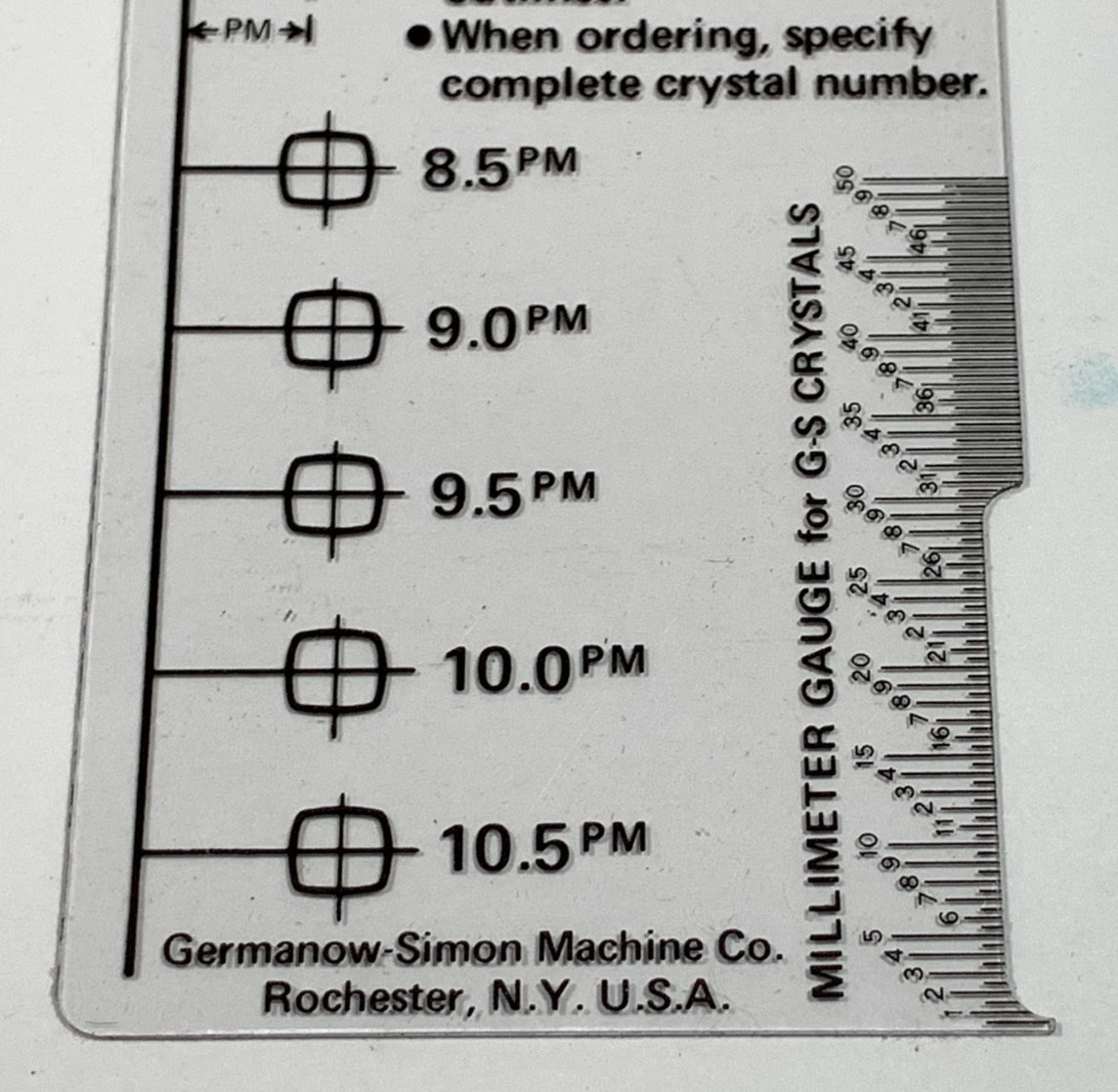 G-S GERMANOW-SIMON WATCH MAKERS GAUGE FOR G-S MAGNI-TITE CRYSTALS with MAGNIFIER
