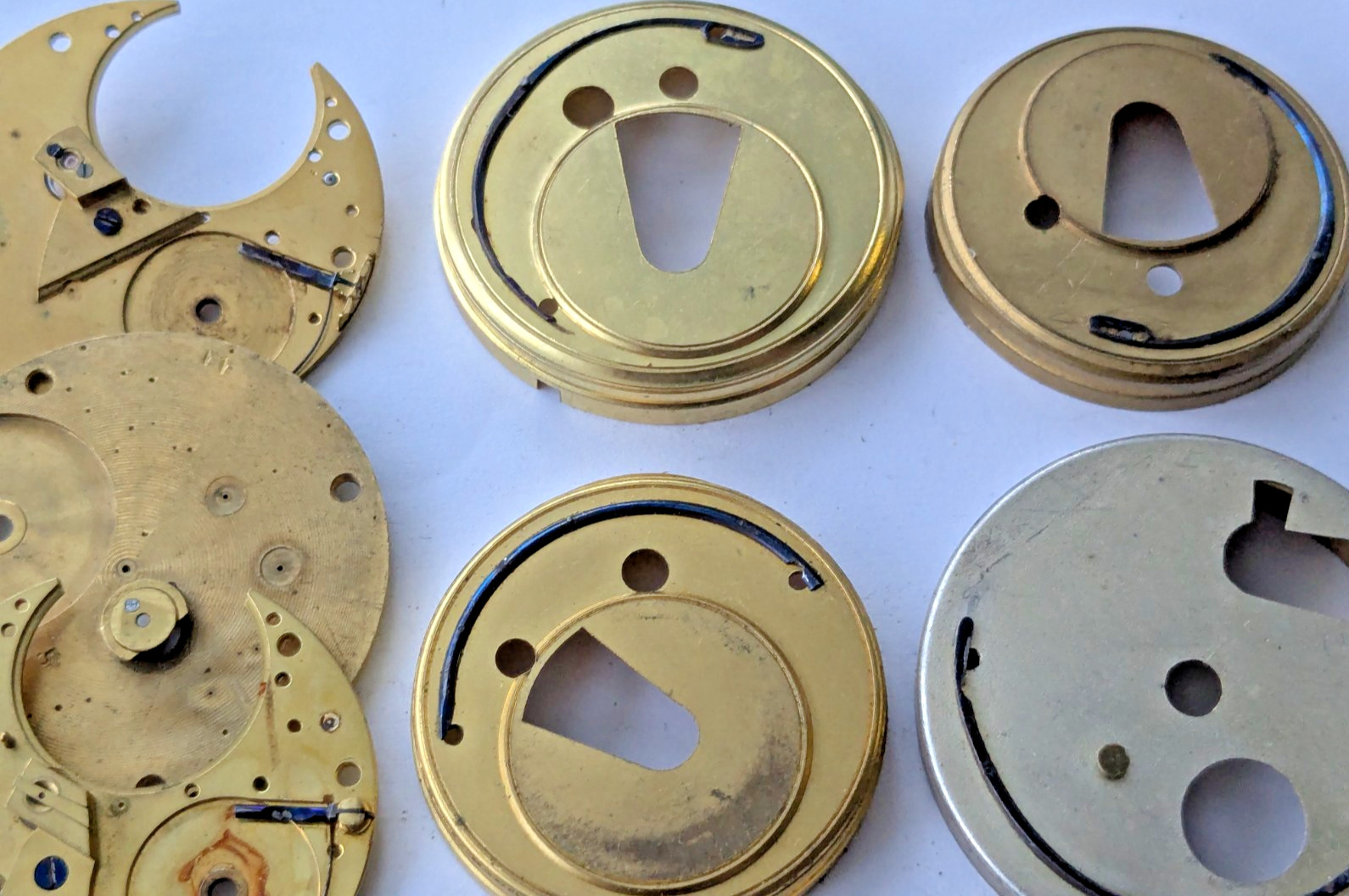 Antique 18th/19th C English Fusee Watch Parts Balance Cocks Hand Engraved Brass