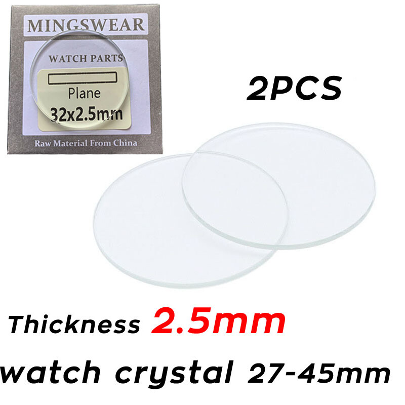 2X 2.5mm Watch Crystal 27-45mm Flat Round Mineral Glass Watchmaker Repair Tools