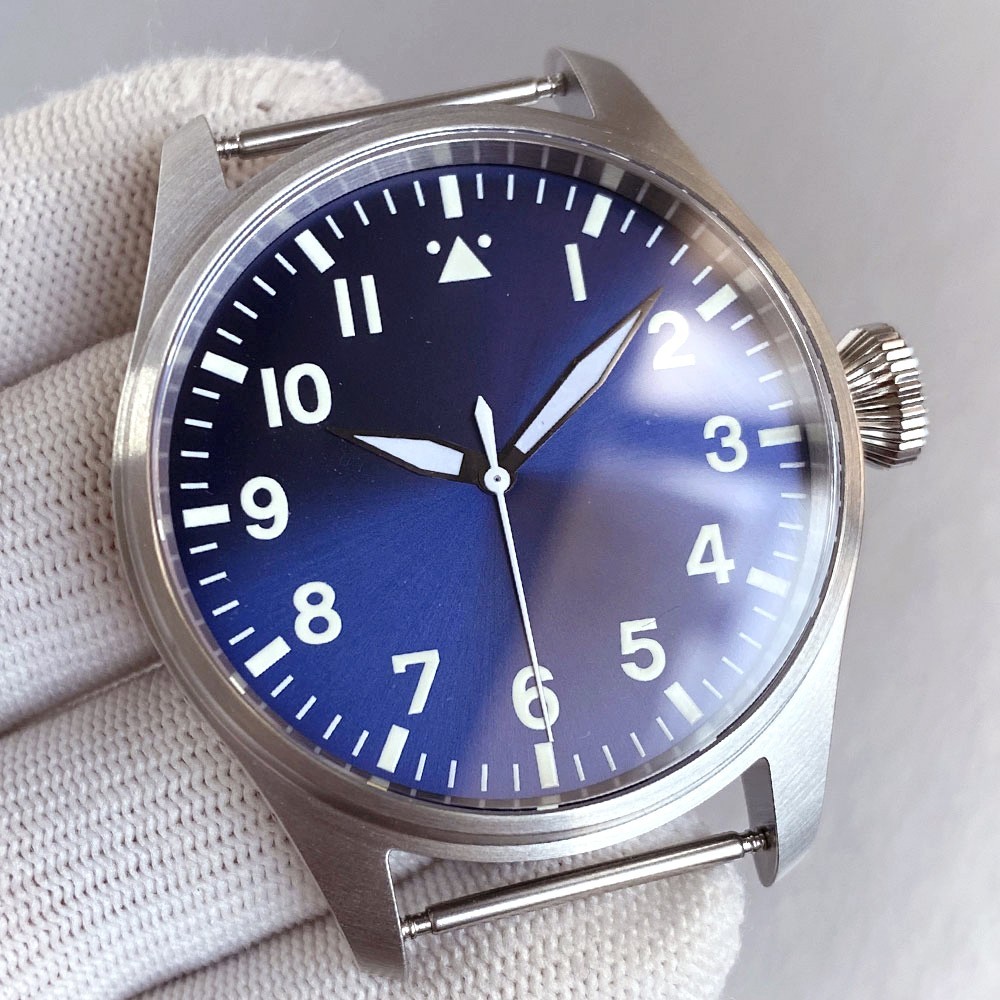 NH35 Pilot Watch Case 43mm for NH36 NH38 PT5000 ETA2824 Sapphire 200M Waterproof