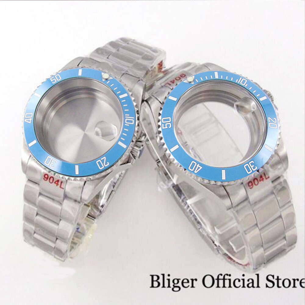 Sky Blue 40mm Watch Case 20ATM Fit NH35 NH34 GMT PT5000 Steel Strap 120 Click