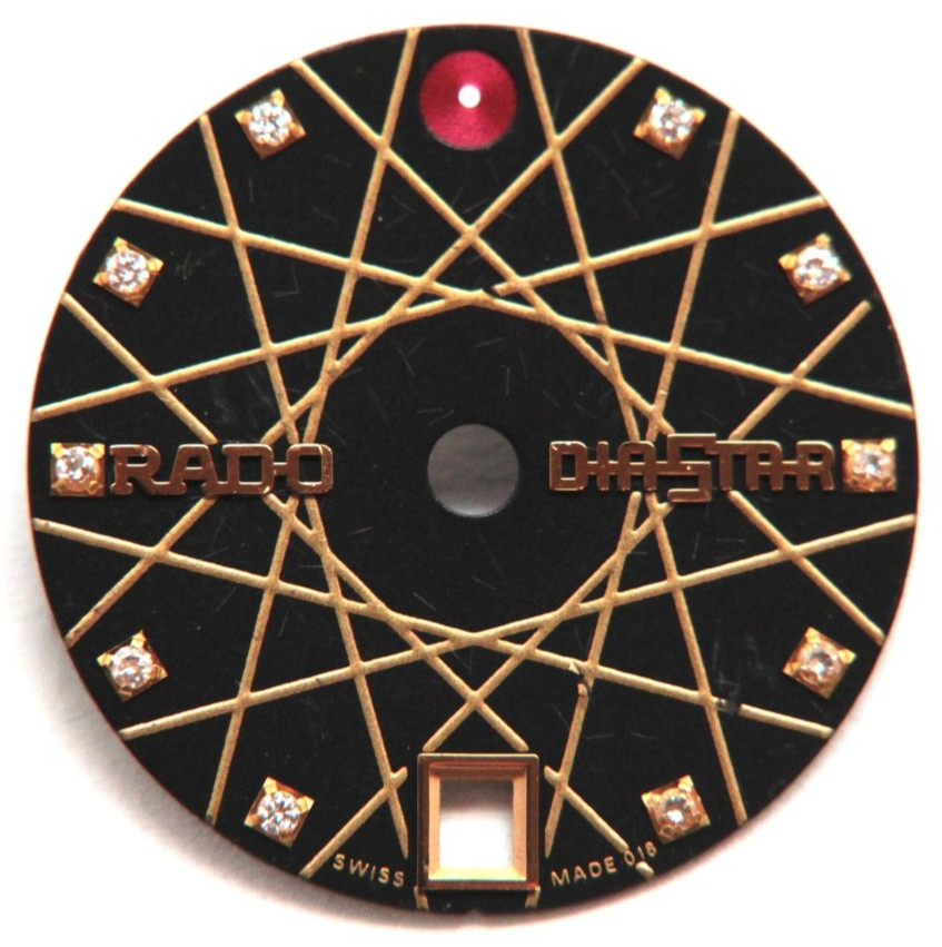 VINTAGE GENUINE RADO DIASTAR Watch Dial Black w/ Diamonds 17mm Missing Logo