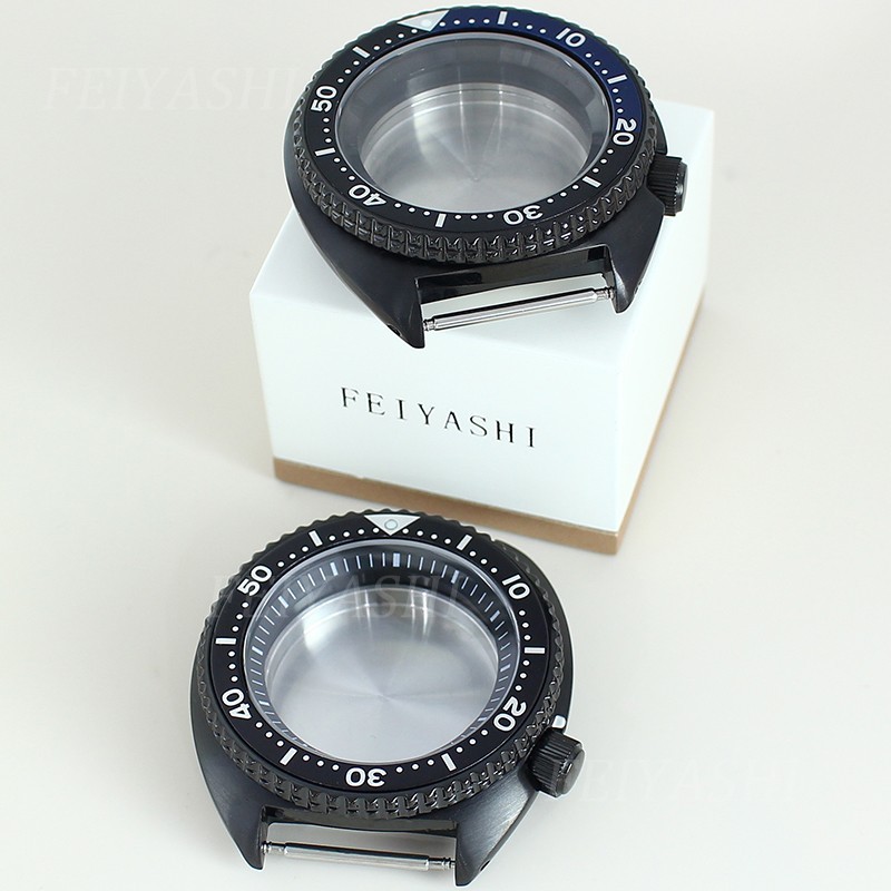 45mm Stainless Black Watch Case Modify Seiko Turtle Mod For Seiko NH34 35 36 38