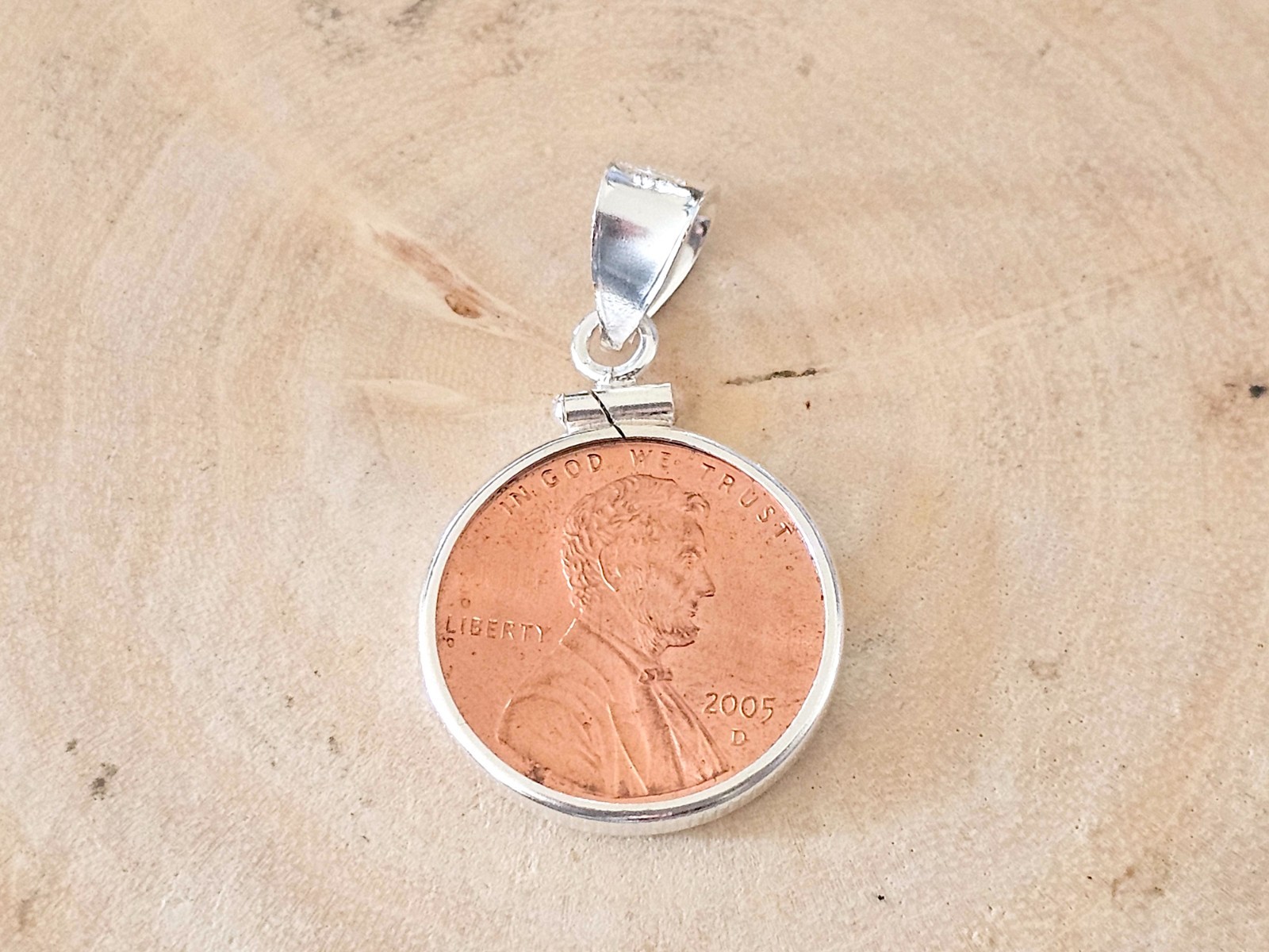 925 Sterling Silver Screw Top Simple Bezel for 19mm Penny 1 Cent Coins