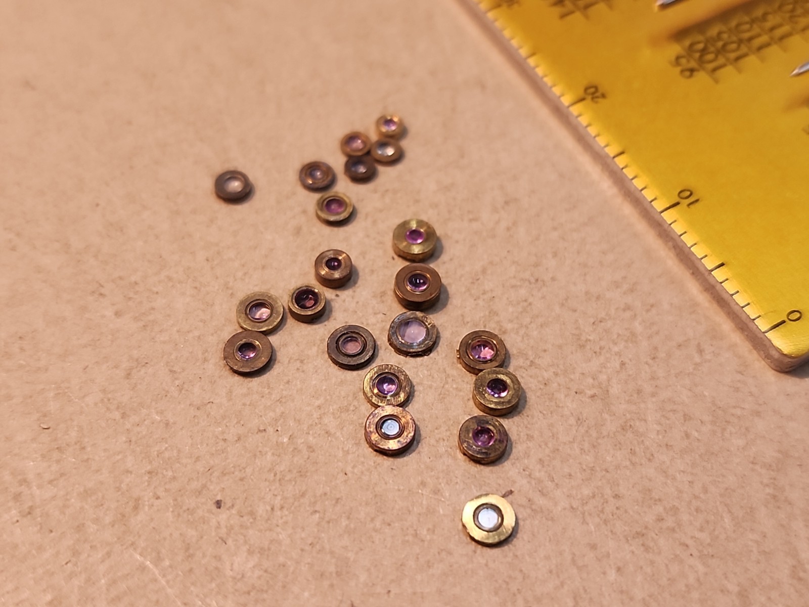 Lot Of 21 Mixed American Pocket Watch Cap Jewels Endstones Parts Spares