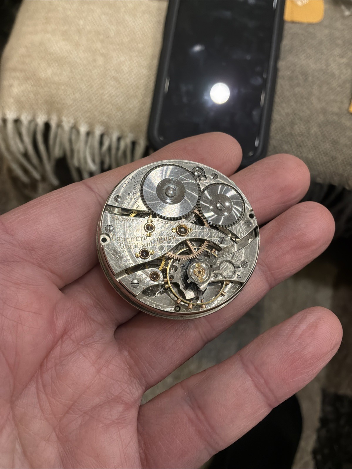 VTG Waltham 16s Vanguard 19J Movement For Parts or Repair