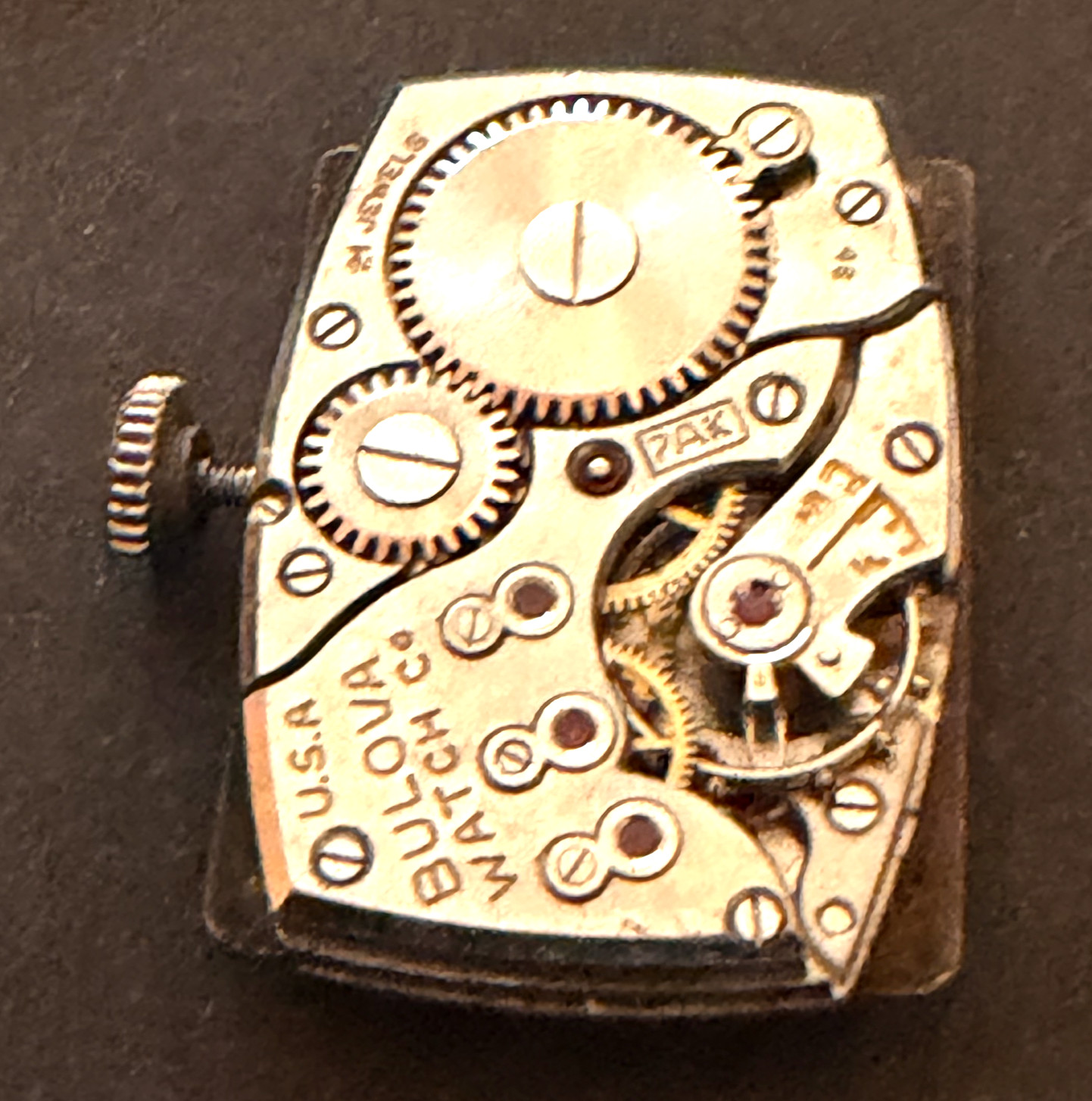 Vintage Bulova Cal 7AK Men’s Watch Movement Running Ticks Diamond Dial 7 AK 21j