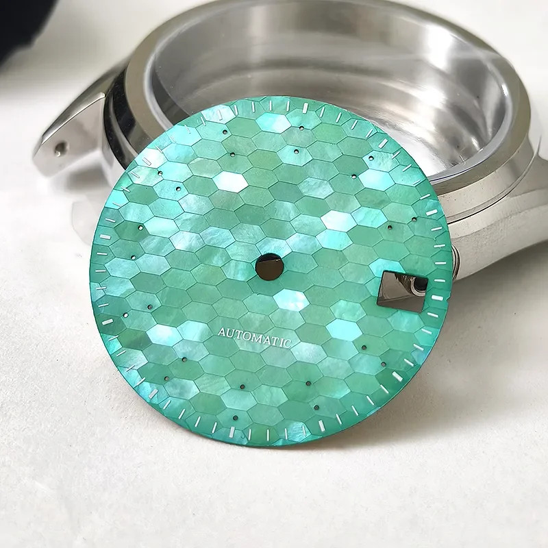 28.5mm Dial Purple Red Mosaic Mother of Pearl Watch Face BGW9 C3 Lume