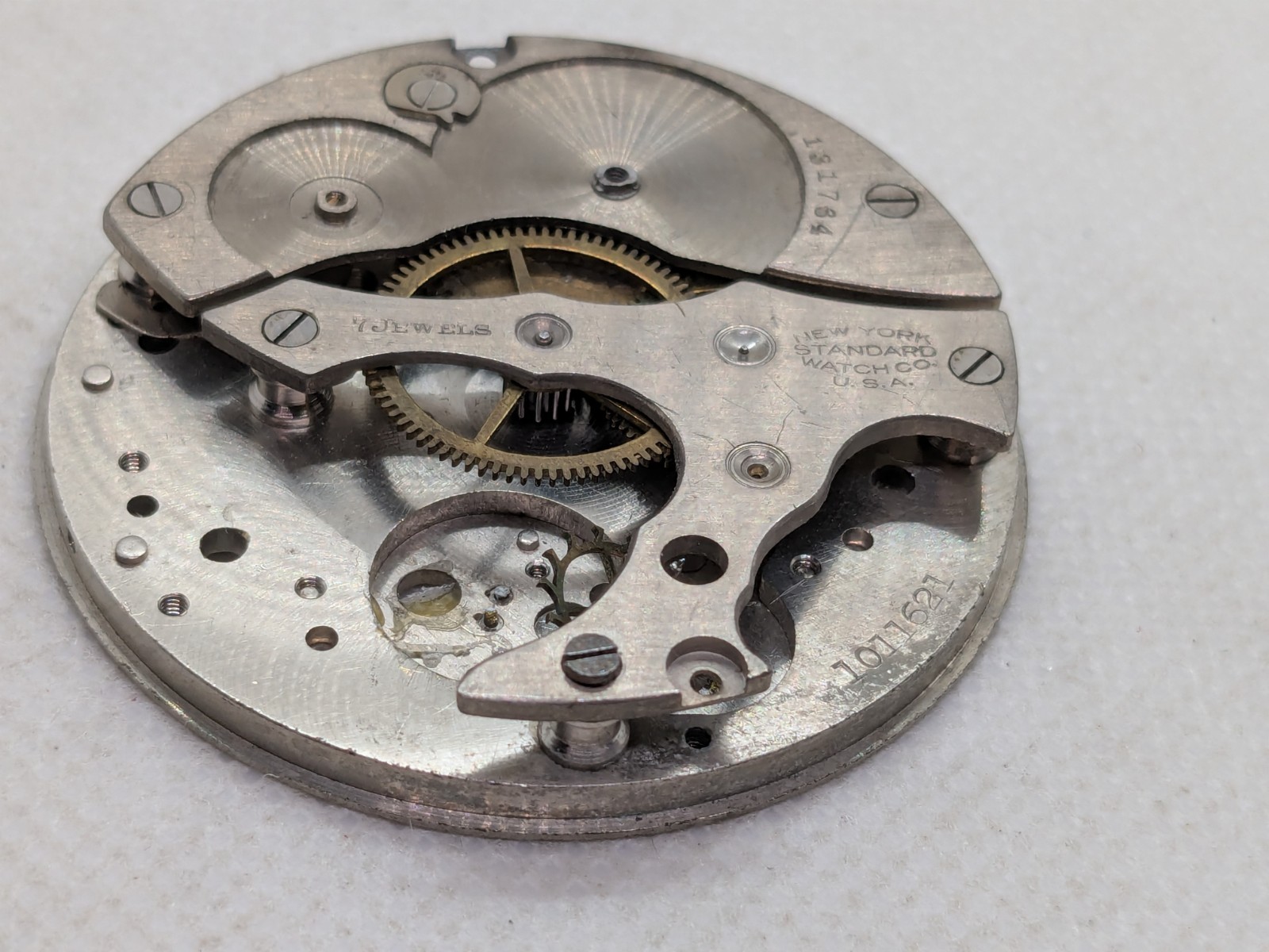 Pocket Watch Movement NY Standard Watch Co 1011621 43mm For Parts Crafts Jewelry