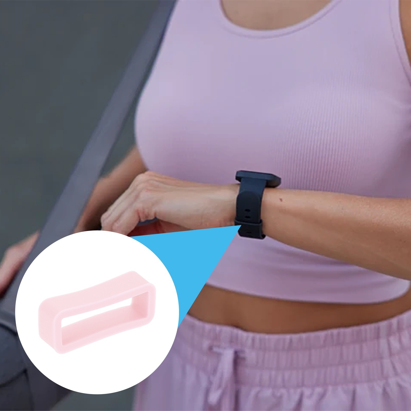 6pcs 18mm Pink Watch Band Loop Silicone Watch Strap Retainer Loop for Watch