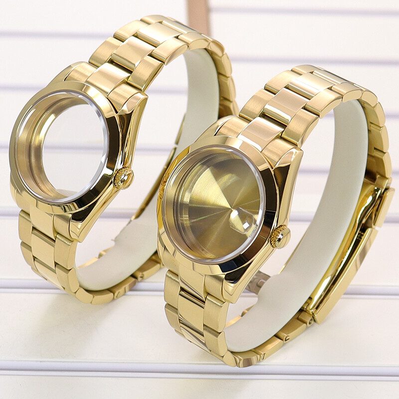 SUB Golden color 36/40mm Steel Watch Cases presidential strap For seiko nh35 36