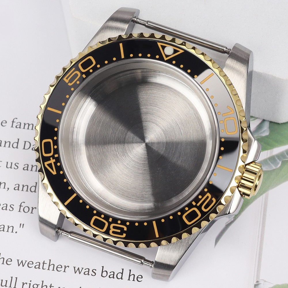FEIYASHI Sapphire 40mm Two Tone Gold Steel Watch Case For Seiko NH35 Miyota 8215