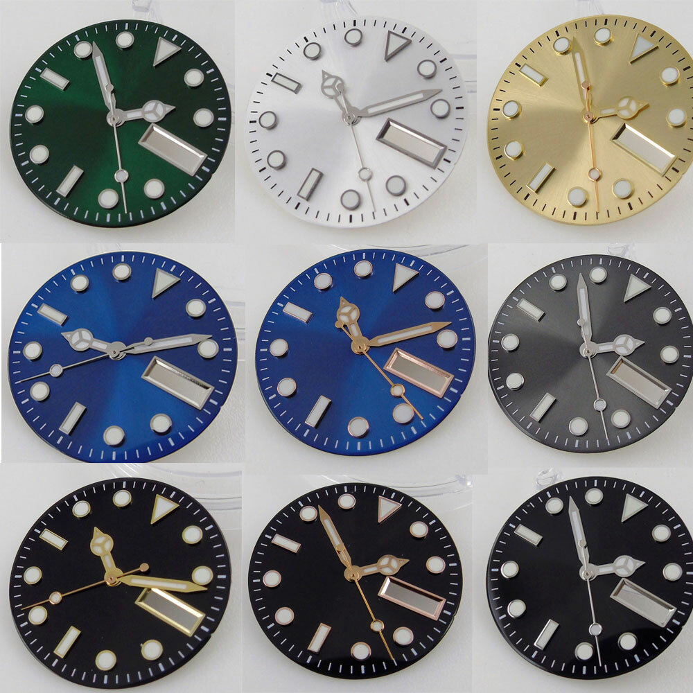 BLIGER New Sterile Sunburst 29mm Steel Black/Blue/Green/Gold Watch Dial Hand