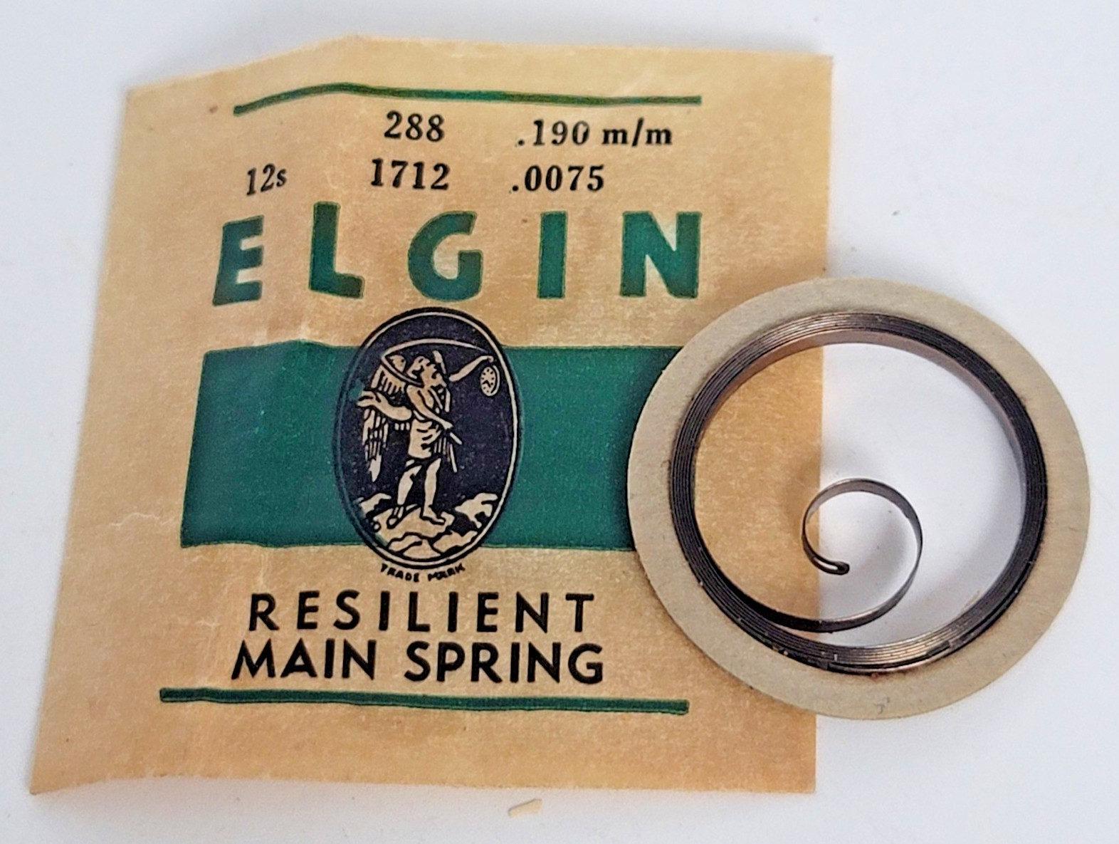 Elgin Genuine Resilient Mainspring 12s Grade 1712 No.288 .190mm x .0075mm -SB15a