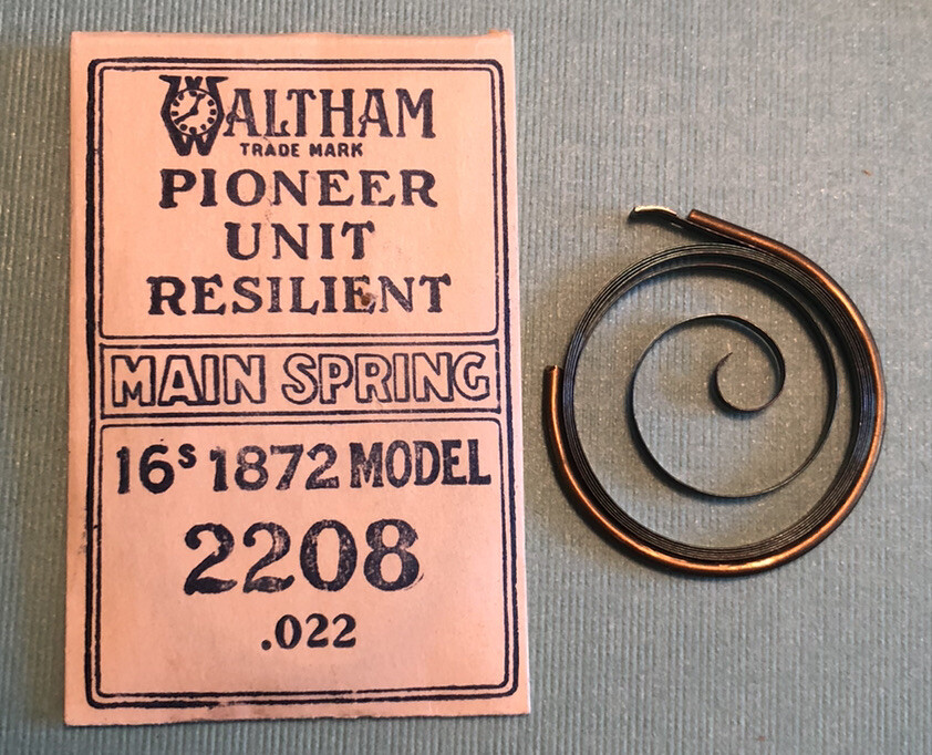Waltham 16s 1872 Model Mainspring 2208 -.022 Pioneer Unit Resilient NOS Vintage