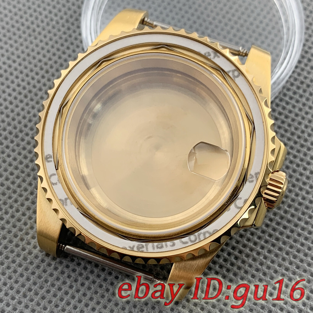 40mm Gold Watch Case sapphire glass Fit NH35 NH36 ETA 2824/2836 Miyota 8215 821A