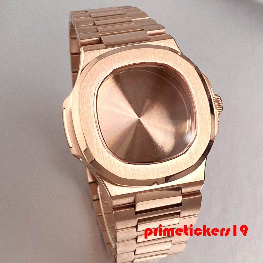 Rose Gold Square Watch Case+Band+Dial Set Fit NH35 NH36 NH38 Sapphire Mod Parts