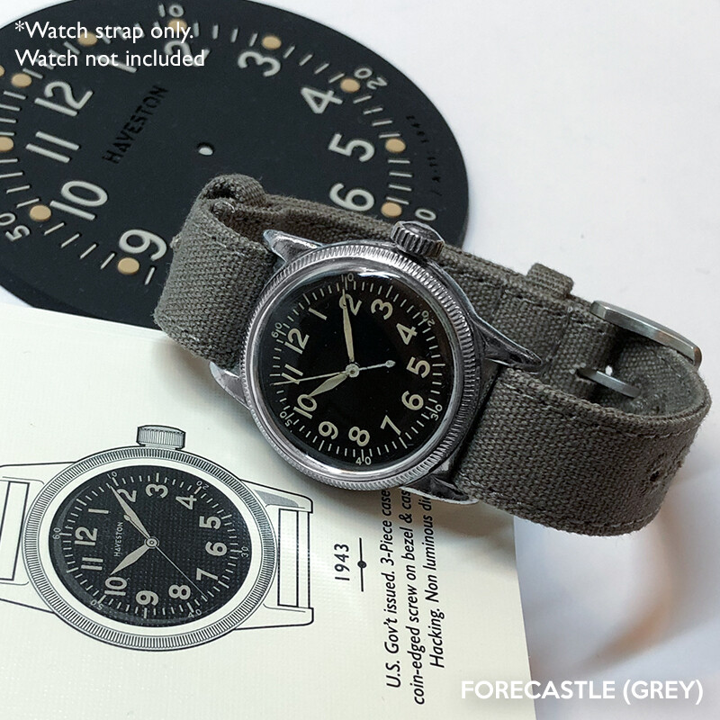 16mm Vintage Military Grey Canvas Watch Strap WWII A-11 A11 Hack