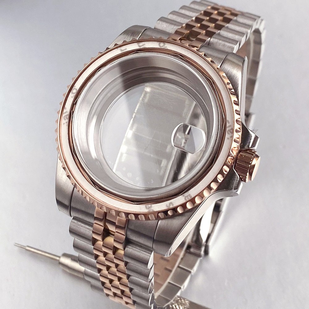40mm Ceramic Bezel Watch Two Tone Dive Case Sapphire Fit NH35 NH36 ETA2824 8215