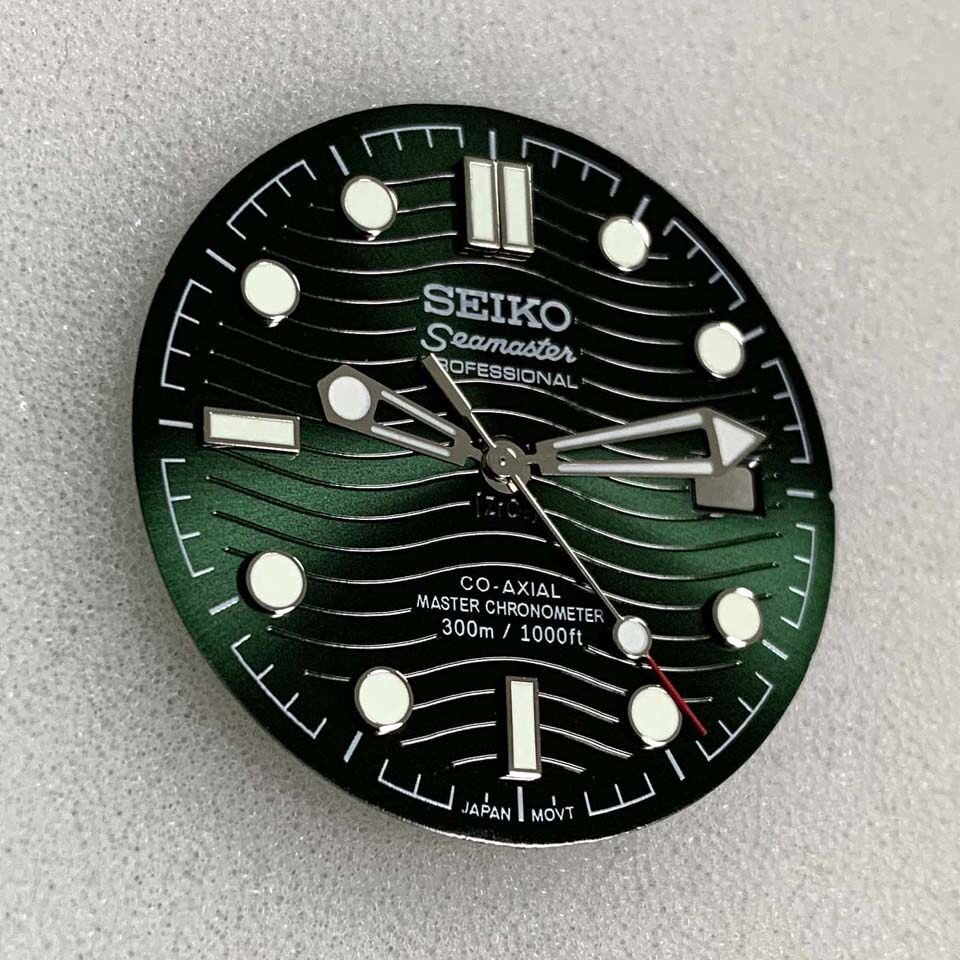 31.8mm Black Watch Dial+Hands Green Luminous for NH35 NH36 Movement Watch Parts