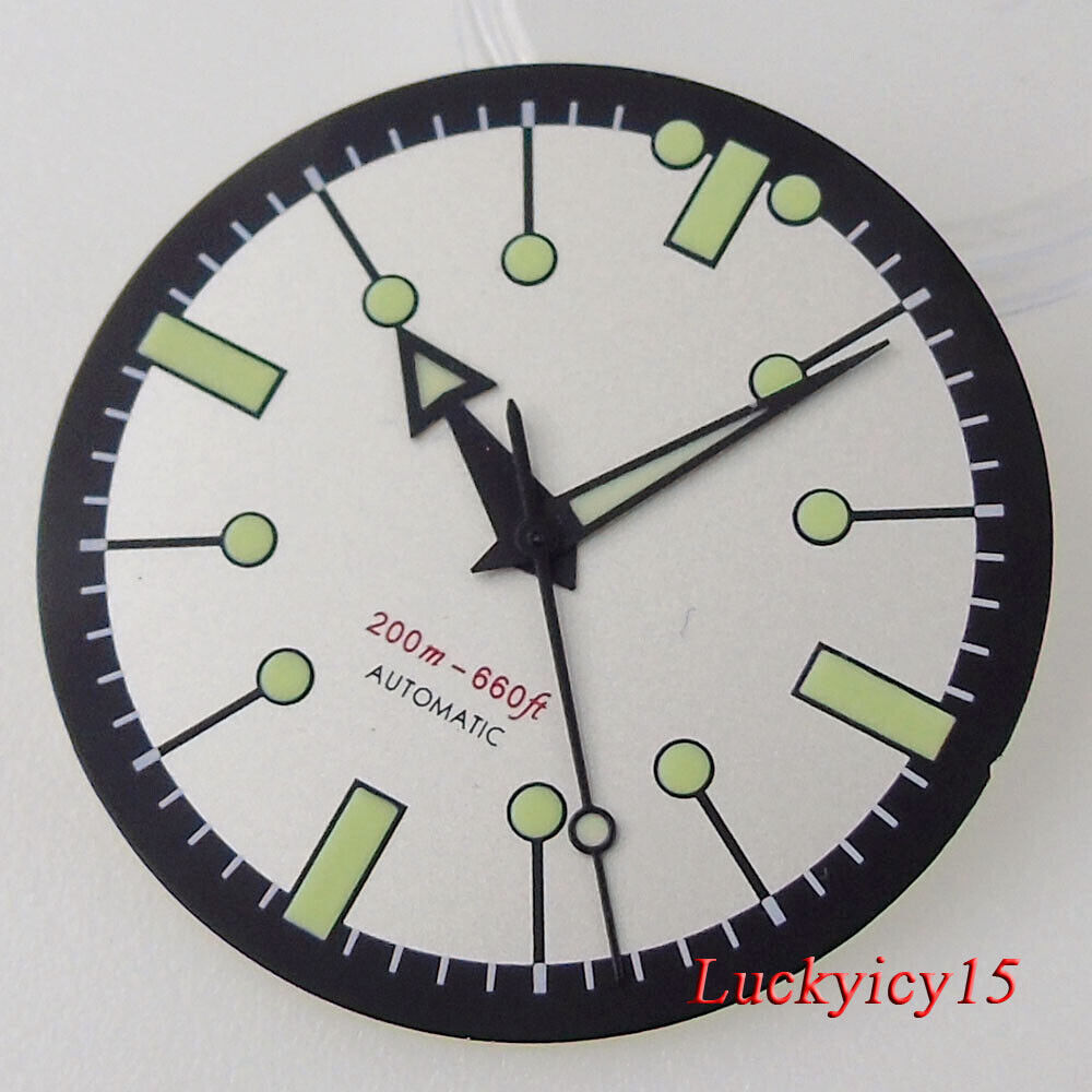 Tandorio 31MM 3.8/4.1 o’clock White Watch Dial Green Lume Marks Fit NH35 NH36