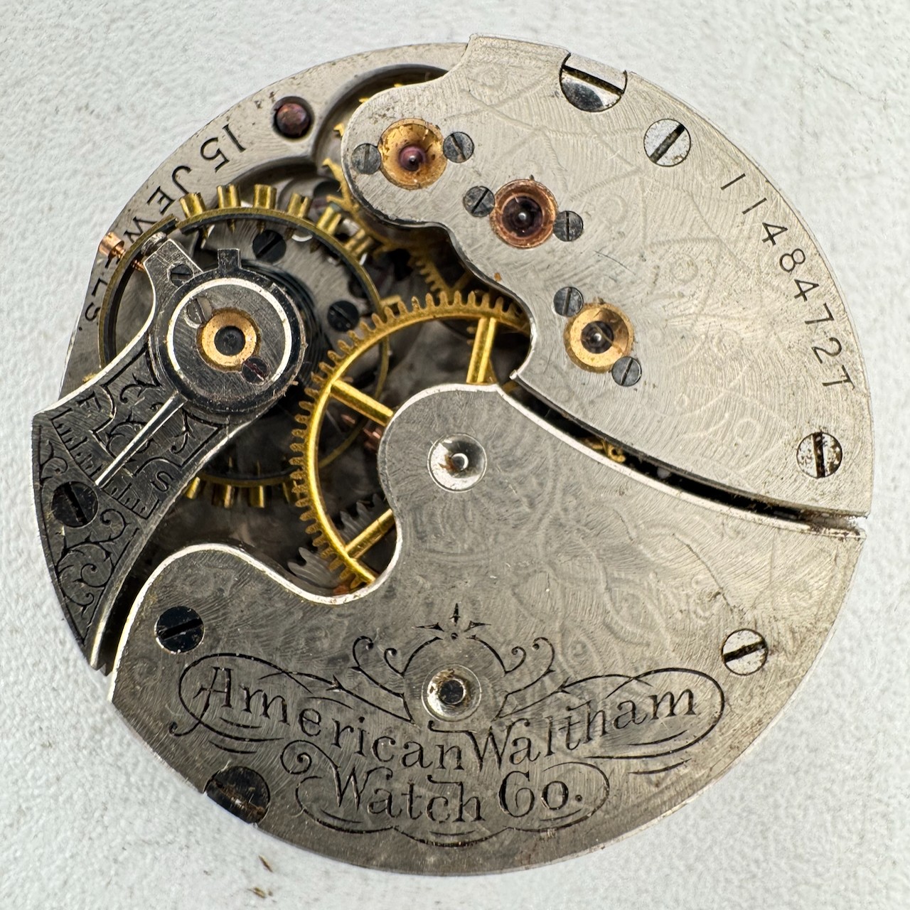 Antique 0s 1902 Waltham 1891 7J Mechanical Hunter Pocket Watch Movement Seaside
