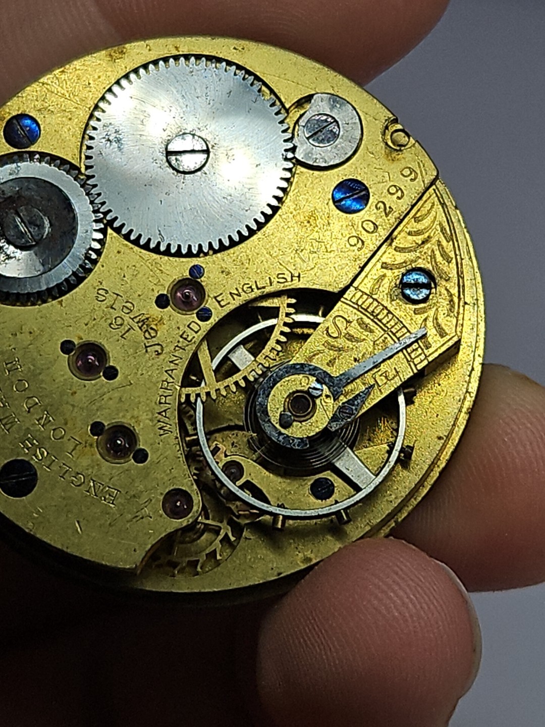 ENGLISH WATCH CO LONDON POCKET WATCH MOVEMENT 16j 43.1mm For Parts/Repair