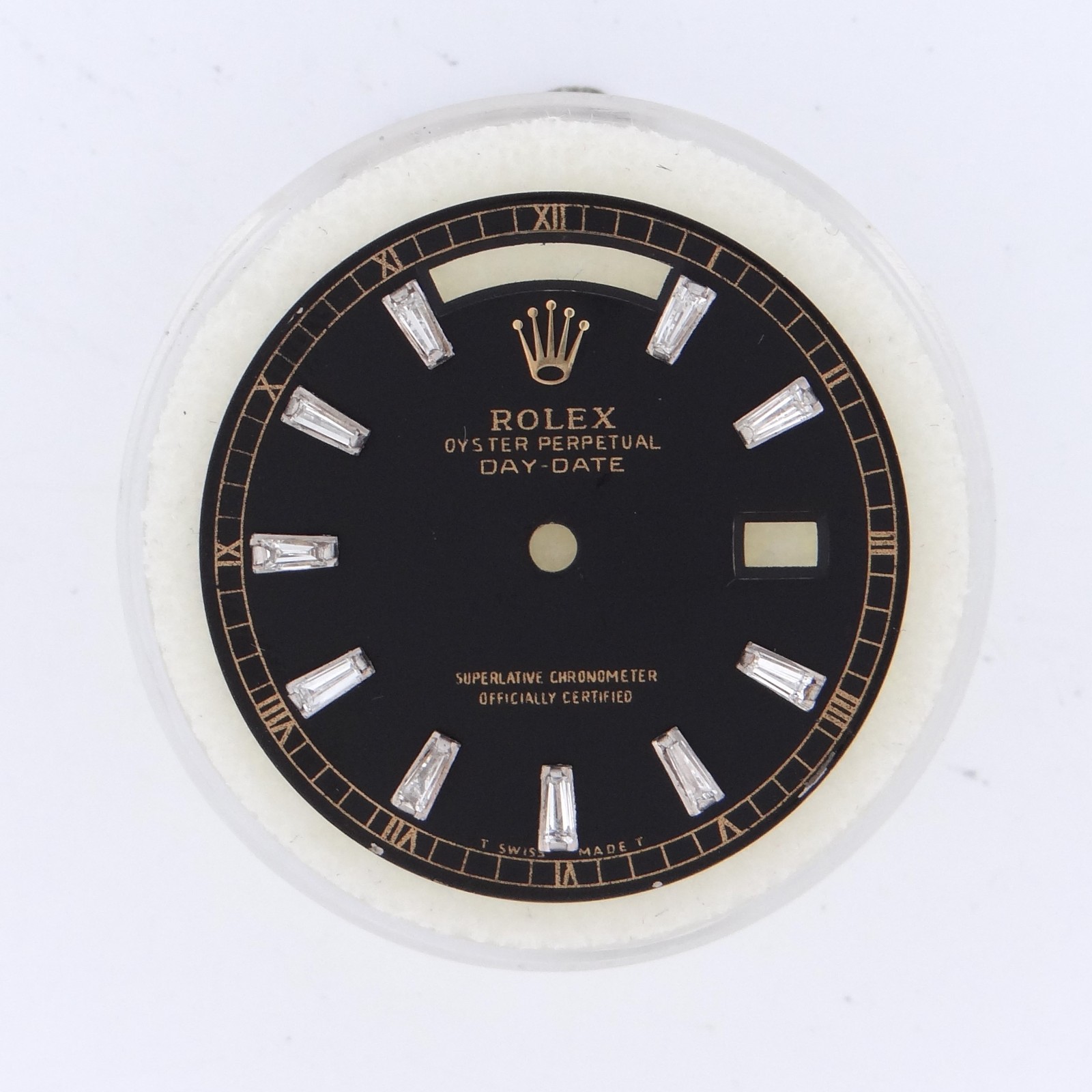 Rolex 36mm Day Date Aftermarket Black Baguette Diamond Dial 18038 18238 118238