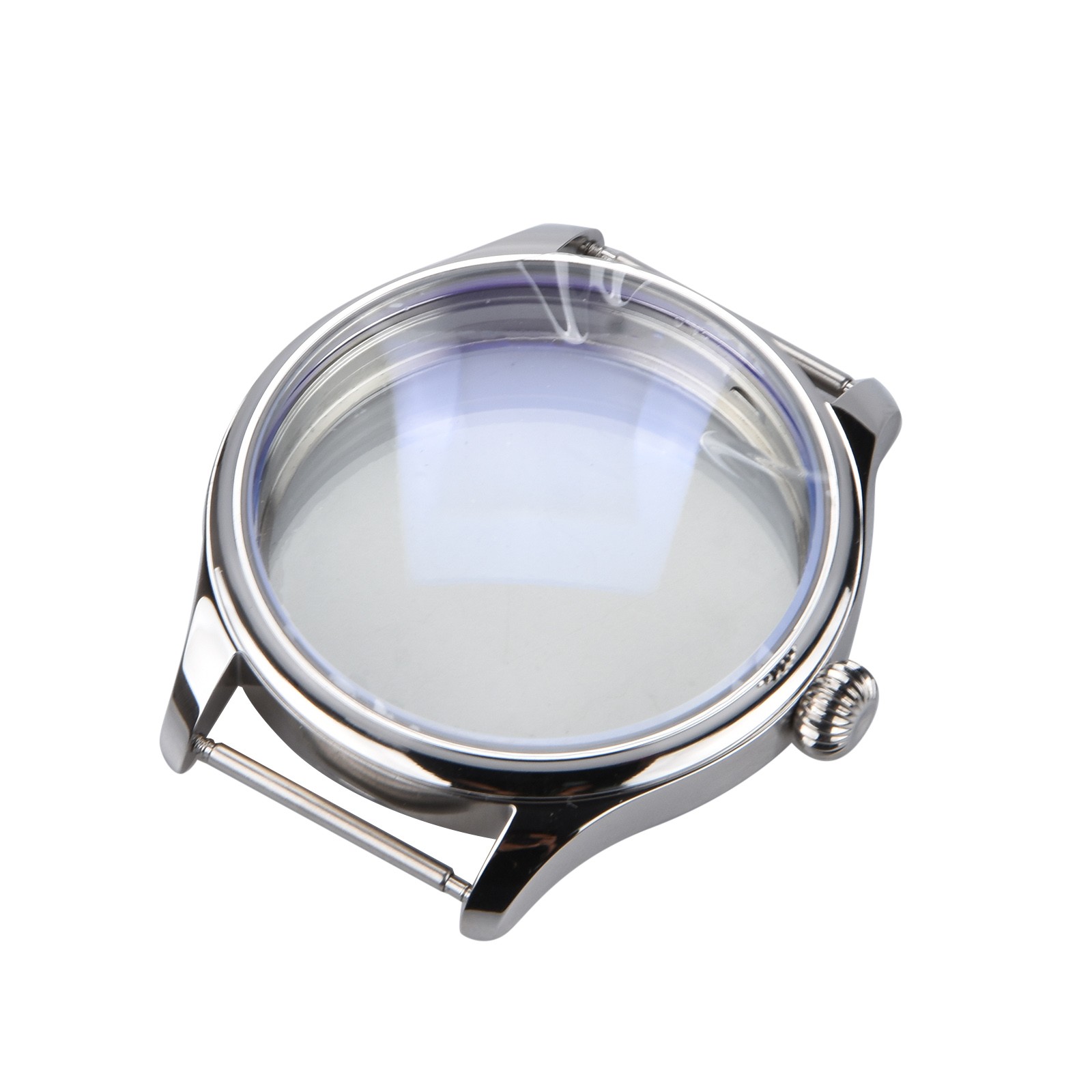 Silver 44mm Stainless Steel Watch Case For ETA6497/6498 Movement Replacement nn