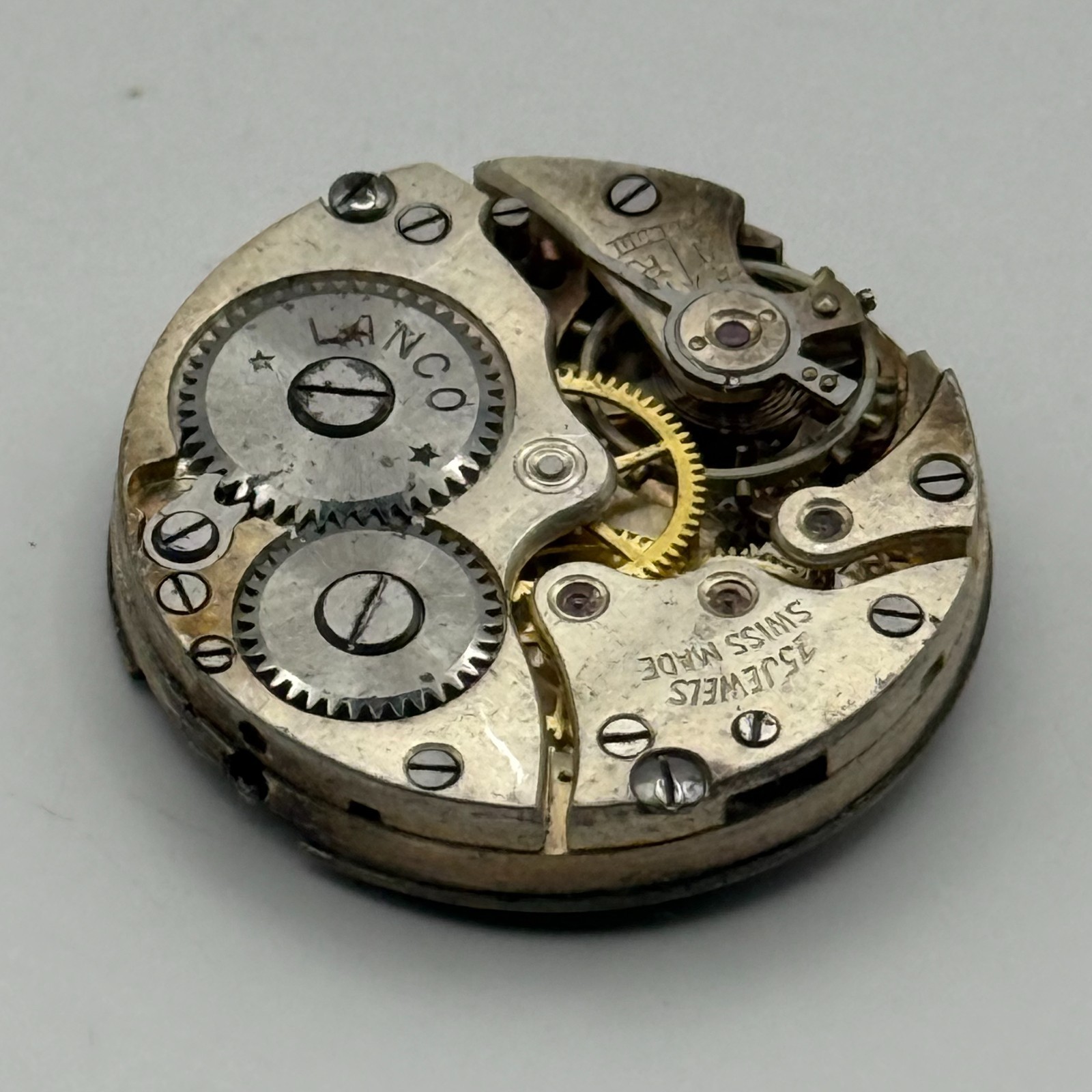 Lanco Watch Movement 15 Jewels Swiss Manual Wind Vintage Parts Repair 23.6mm