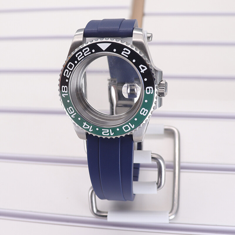 40mm Watch Case Part 20mm Rubber bracelet sliding lock GMT Insert Ceramic bezel