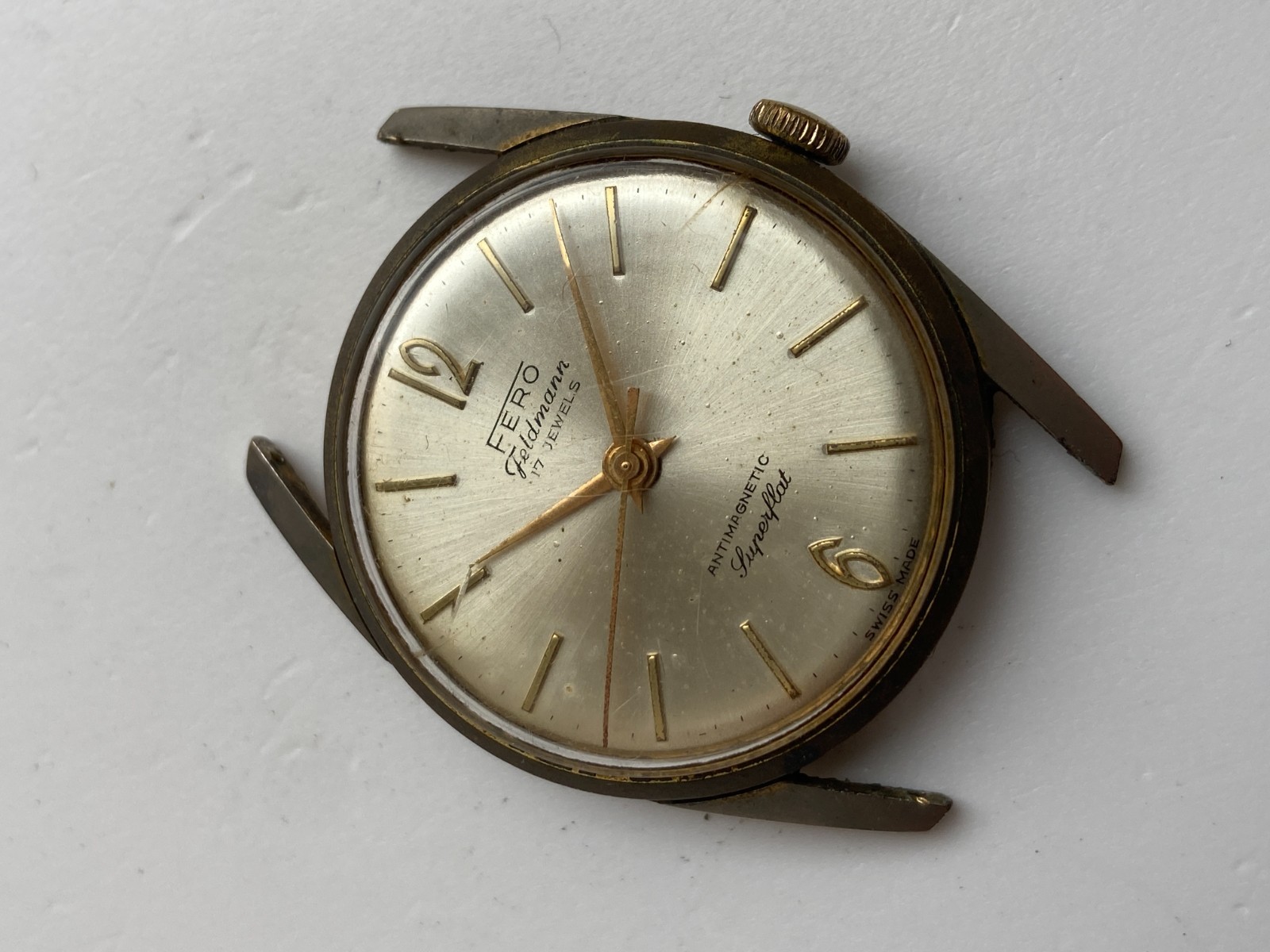 VINTAGE MEN WATCH FOR PARTS WORKING FERO FELDMANN SWISS EB 8800