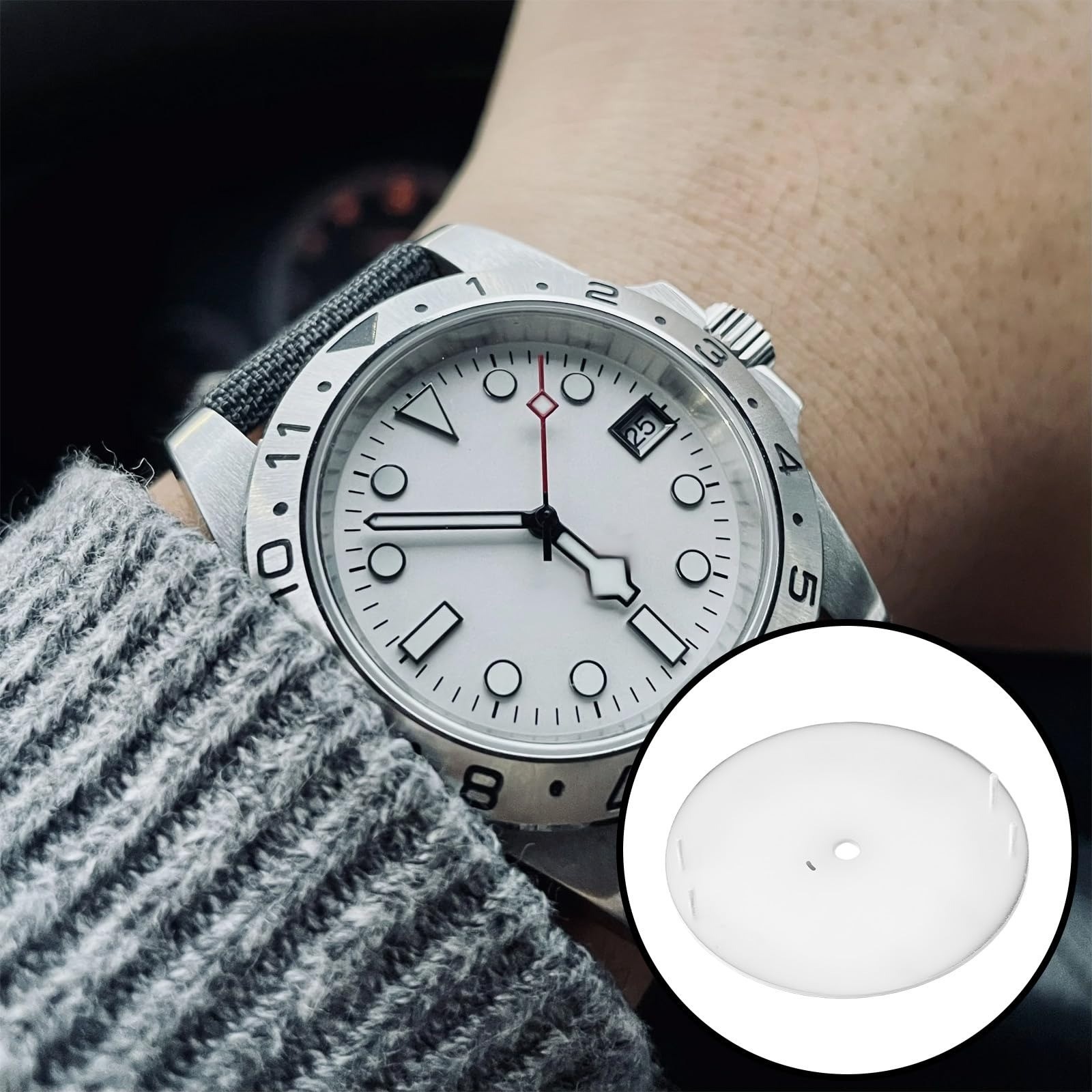 28.5mm White Matte Watch Dial NH35 NH36 Stainless Steel YINETTECH