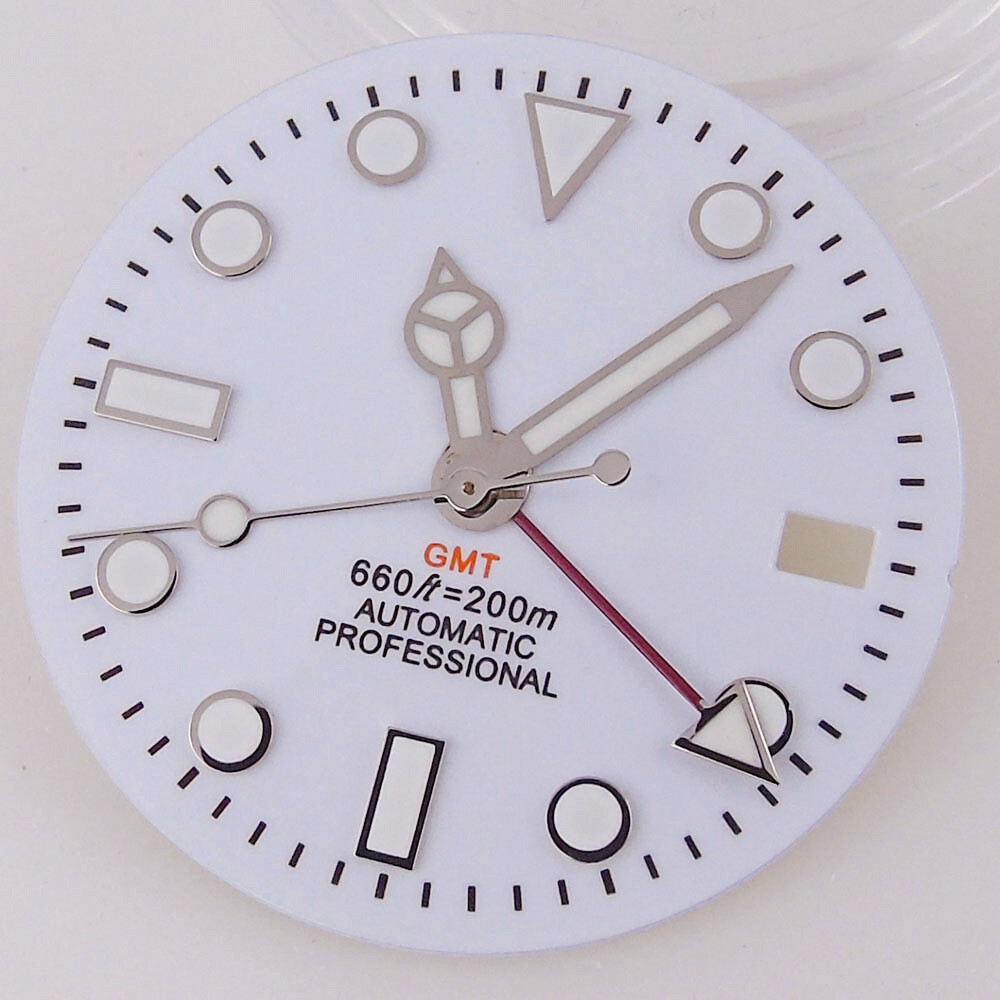 29MM GMT Black White Dial Luminous Dial For NH34A watch accessories repair tool
