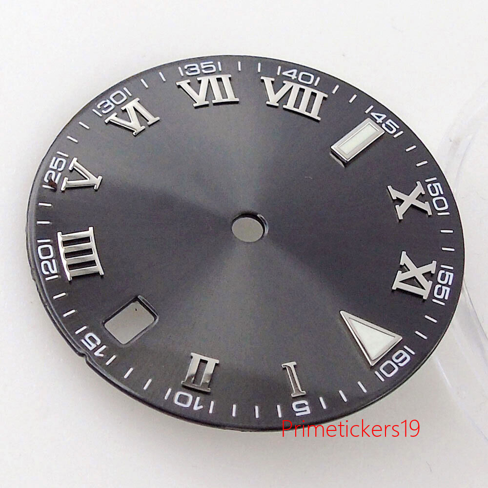 29mm Grey Sunburst Watch Dial Date Window Silver/Golden/Rose Golden Marks Hands