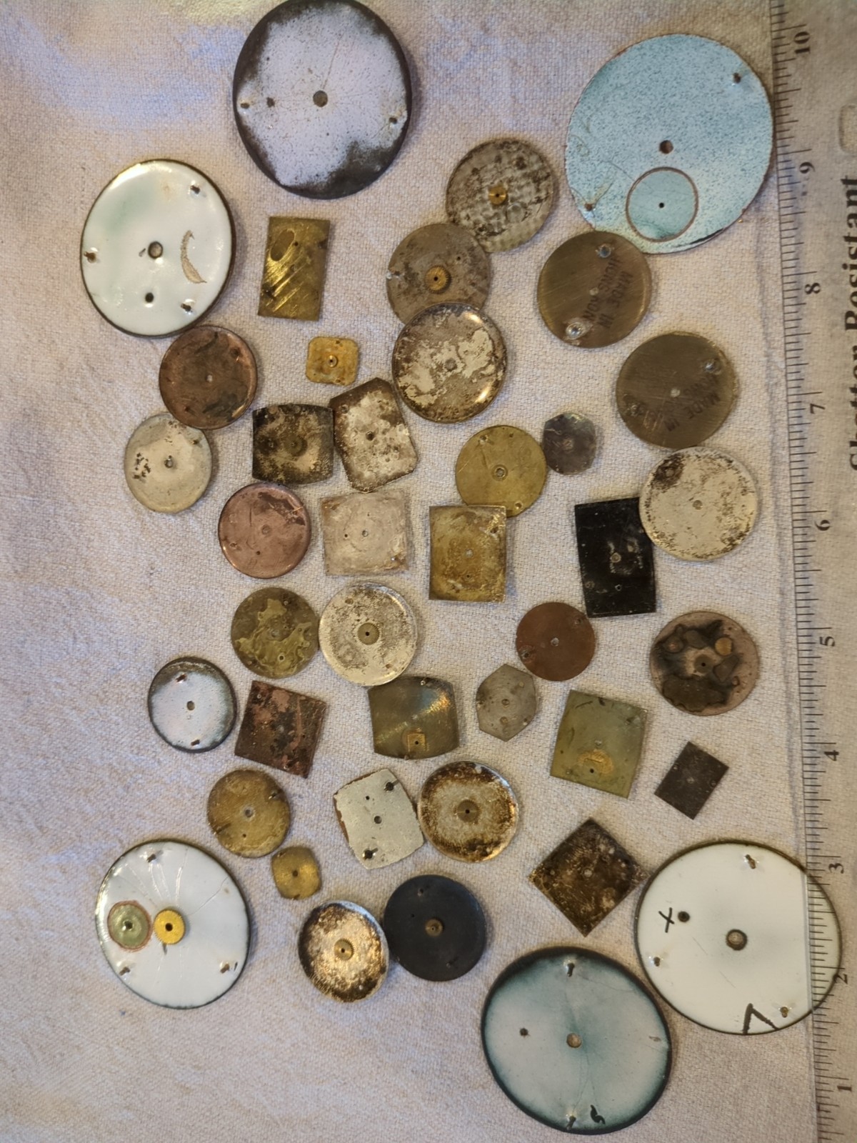Lot of 55 Watch/Pocket Watch Dials. Wakmann, Bulova Accurton, Waltham, Sportsman