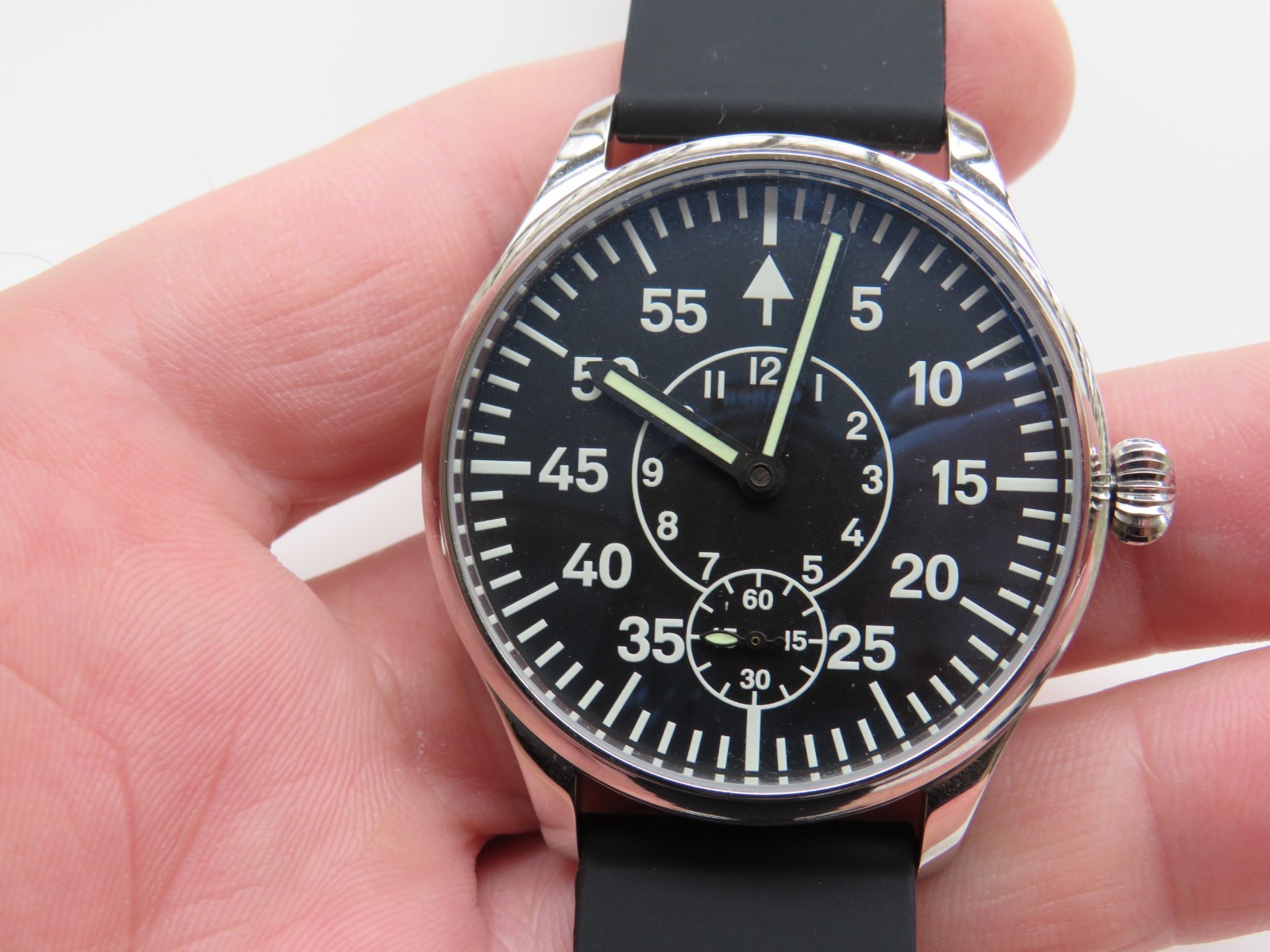 Custom made conversion men’s Arnex Pilot wristwatch Eta movement works well