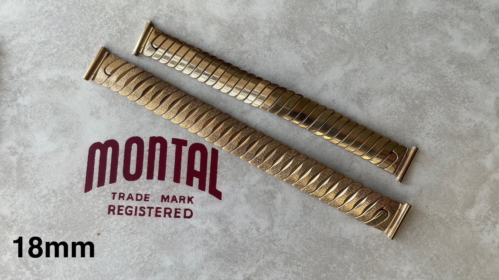 Original Montal made in England steel and gold stretch bracelets 18mm & 20mm